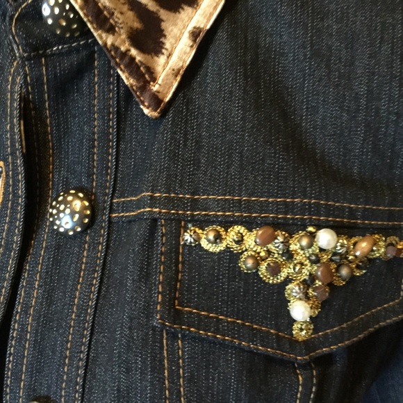 V Cristina Dark Blue Denim Jacket Size PM - Picture 4 of 8